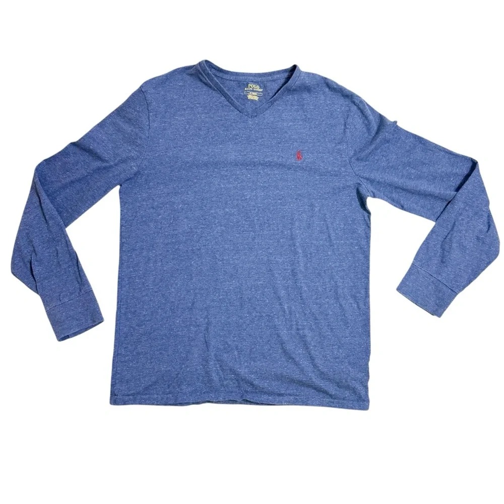 Polo Ralph Lauren Blue‎ Long Sleeve V Neck Shirt Men’s Size M